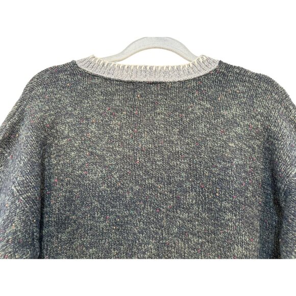 Alps Womens  V-Neck Wool Blend Sweater XL Green Gray Embroidered - Picture 12 of 12